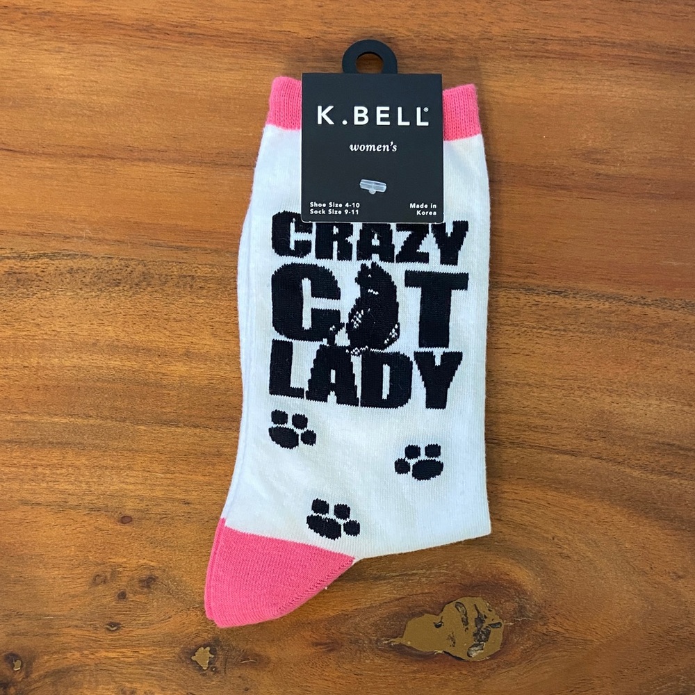 Crazy Cat Lady socks brand new Christmas gift stocking stuffer K. Bell brand